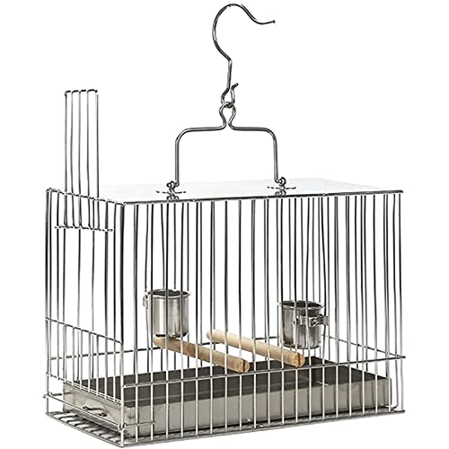 Flugschublade Typ Vogelkäfig, Quadratischer Metall Vogelkäfig mit 2 Edelstahl Vogelfutterstation, Tragbare Reise Hängende Flug Vogelkäfig Vogelhaus von WTCBQC