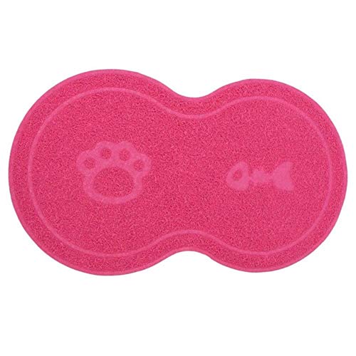 4 Color Pet Dog Puppy Cat Feeding Mat Pad Cute Bed Dish PVC Bowl Food Water Feeding Pad Placemat Wipe Clean Pet Supplies,Rose,46x26cm von WTMLK