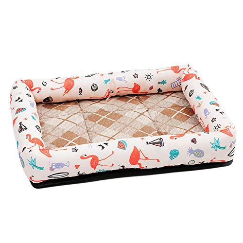 WTMLK Cooling Summer Pad Mat für Hunde Cat Blanket Sofa Dog MatBreathable Pet Hundebett Summer Washable für kleine mittelgroße Hunde, Flamingo M, USA von WTMLK