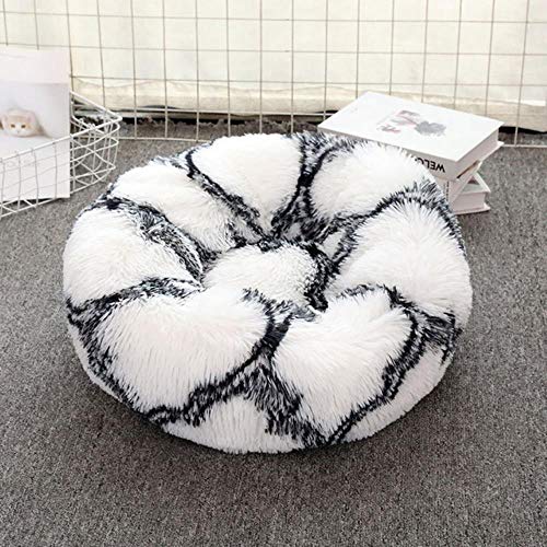 WTMLK Long Plush Pet Kennel 3D-Bett in Bonbonform Superweiches, rundes Hundekatzenkissenhaus für Big Pet Kennel Tiefschlaf 40-100 cm, geometrisch schwarz, Durchmesser 90 cm WTMLK Long Plush Pet Kennel 3D-Bett in Bonbonform Superweiches, rundes Hundekatzenkissenhaus für Big Pet Kennel Tiefschlaf 40-100 cm, geometrisch schwarz, Durchmesser 90 cm von WTMLK