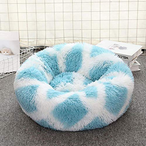WTMLK Long Plush Pet Kennel 3D-Bett in Bonbonform Superweiches, rundes Hundekatzenkissenhaus für Big Pet Kennel Tiefschlaf 40-100 cm, geometrisches Blau, Durchmesser 100 cm WTMLK Long Plush Pet Kennel 3D-Bett in Bonbonform Superweiches, rundes Hundekatzenkissenhaus für Big Pet Kennel Tiefschlaf 40-100 cm, geometrisches Blau, Durchmesser 100 cm von WTMLK