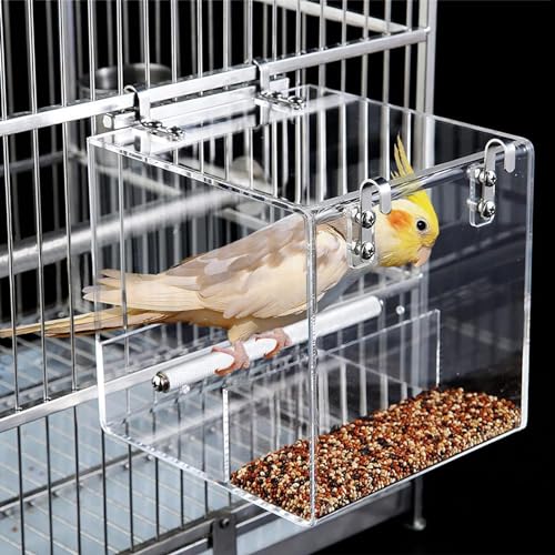 Automatischer Vogelfütterung Futterspender FüR VöGel No Mess Bird Cage Pet Feeder Seed Food Mit Edelstahlstange Und Haken Für Käfig Kleine Und Mittlere Vogelpapageienmeise (Size : Large) von WTZHHK