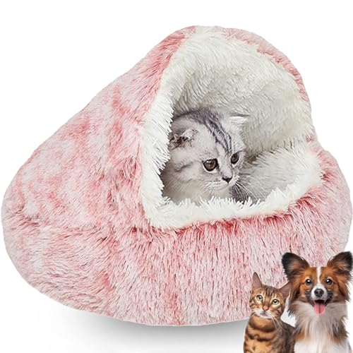 Flauschiges Hundehöhle Wärme und Geborgenheit Katzenbett Flauschig mit Kapuzenbezug Cat Bed für Kleine Hunde und Kätzchen Wasser und Schmutzabweisende Basis (Color : Pink, Size : 19.68in)… von WTZHHK