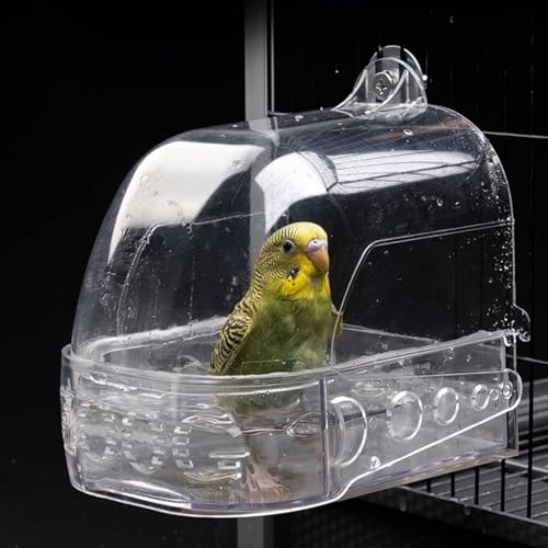 Vogel Badewanne Vogelwanne Vogelbadewanne, Hängende Vogel Futternapf, Vogelkäfig Zubehör, für Käfig, Vogelkäfig Zubehör Geeignet für Unzertrennliche, Wellensittiche Papageien Bad (Color : Transparent von WTZHHK