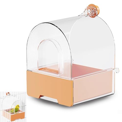 WTZHHK Hängende Badehaus für Vogelkäfig, Bowl Papageien Badewanne Bad Duschbox Käfig Zubehör Für Kleine Vögel Papageien Cockatiel Hamster Badewanne Papagei Für Großen(Orange) von WTZHHK
