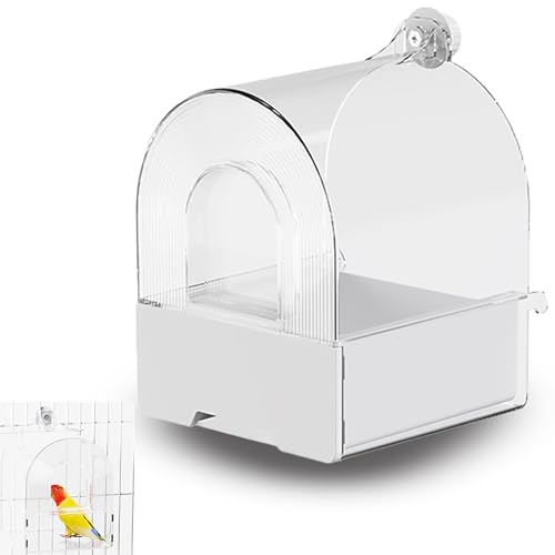 WTZHHK Hängende Badehaus für Vogelkäfig, Bowl Papageien Badewanne Bad Duschbox Käfig Zubehör Für Kleine Vögel Papageien Cockatiel Hamster Badewanne Papagei Für Großen(White) von WTZHHK