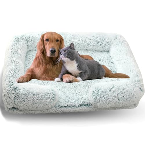 WTZHHK Hundebett Hundekissen Große Hunde, Hundebett Orthopädisch mit Abnehmbarem, Waschbarem Bezug, Wasserdichtem Futter und Rutschfester Unterseite. (Color : Gradient-Green, Size : L) von WTZHHK