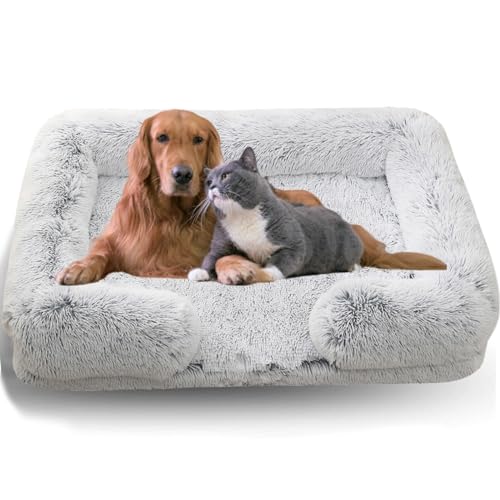 WTZHHK Hundebett Hundekissen Große Hunde, Hundebett Orthopädisch mit Abnehmbarem, Waschbarem Bezug, Wasserdichtem Futter und Rutschfester Unterseite. (Color : Gradient-Grey, Size : L) von WTZHHK