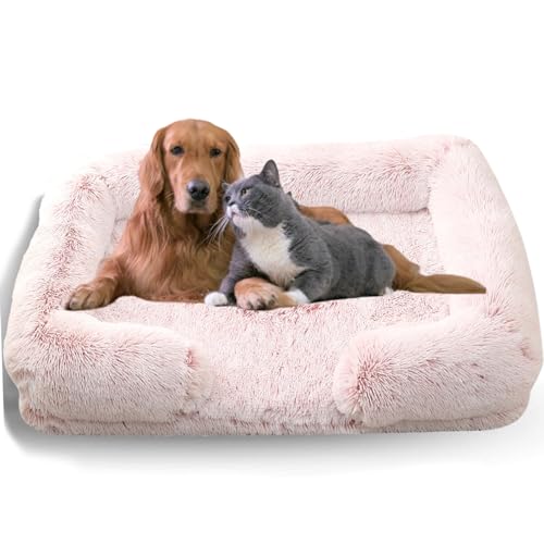 WTZHHK Hundebett Hundekissen Große Hunde, Hundebett Orthopädisch mit Abnehmbarem, Waschbarem Bezug, Wasserdichtem Futter und Rutschfester Unterseite. (Color : Gradient-Rose Pink, Size : L) von WTZHHK