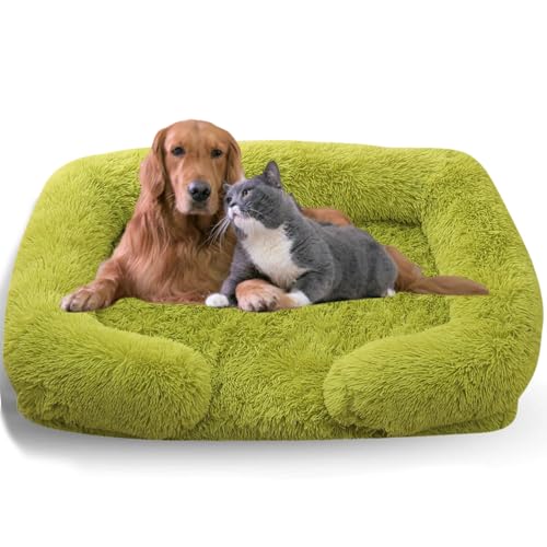 WTZHHK Hundebett Hundekissen Große Hunde, Hundebett Orthopädisch mit Abnehmbarem, Waschbarem Bezug, Wasserdichtem Futter und Rutschfester Unterseite. (Color : Grass Green, Size : L) von WTZHHK