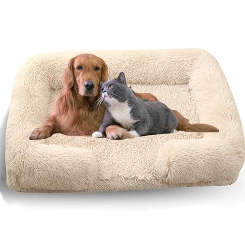 WTZHHK Hundebett Hundekissen Große Hunde, Hundebett Orthopädisch mit Abnehmbarem, Waschbarem Bezug, Wasserdichtem Futter und Rutschfester Unterseite. (Color : Light Brown, Size : S) von WTZHHK