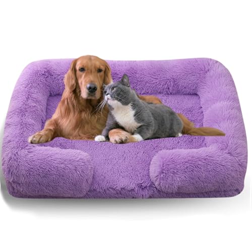 WTZHHK Hundebett Hundekissen Große Hunde, Hundebett Orthopädisch mit Abnehmbarem, Waschbarem Bezug, Wasserdichtem Futter und Rutschfester Unterseite. (Color : Purple, Size : M) von WTZHHK