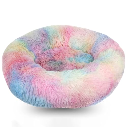 WTZHHK Hundekissen Rund Hundebetten Katzenbett Flauschig Bequem Waschbar für Katzen und Hunde Katzenkorb (Color : Iridescent, Size : 19.5" 50cm) von WTZHHK