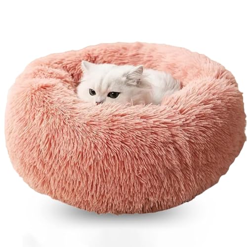 WTZHHK Hundekissen Rund Hundebetten Katzenbett Flauschig Bequem Waschbar für Katzen und Hunde Katzenkorb (Color : Pink, Size : 19.5" 50cm) von WTZHHK