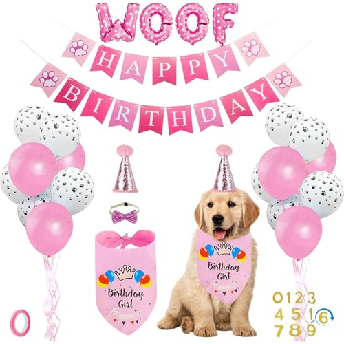 WUBAY Hunde-Geburtstags-Halstuch-Set, Hunde-Geburtstagshut, Ballon, Happy Birthday-Banner, Dreieck-Schal, niedliche Fliege für süßes Haustier, Jungen/Mädchen, Geburtstagsparty-Zubehör, Dekorationen WUBAY Hunde-Geburtstags-Halstuch-Set, Hunde-Geburtstagshut, Ballon, Happy Birthday-Banner, Dreieck-Schal, niedliche Fliege für süßes Haustier, Jungen/Mädchen, Geburtstagsparty-Zubehör, Dekorationen von WUBAYI