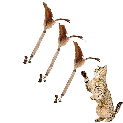 WUBAYI 3 x Kaustäbe für Katzen, natürliche Stäbe, Katzenspielzeug für Indoor-Katzen, interaktiv, Silvervine Stick Katzenminze-Ball und Glockenball, Kauspielzeug für die Zahnreinigung, Kätzchen, Zahnen von WUBAYI