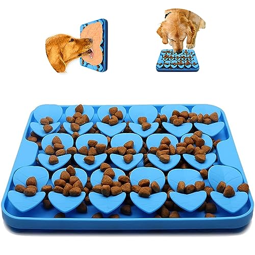 WUBAYI Leckmatte für Hunde, Snuffle Matte, Snuffle Matte, Nassfutter, Leckmatte mit Saugnapf, Trainingsgeruch, fördert natürliche Futtersuche für Hunde und Katzen (blau) von WUBAYI