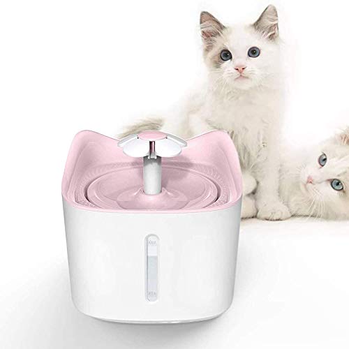 WUCHENG Pet Wasserspender, Katze Wasserspender mit 3 Ersatzfilter, Geeignet for Katzen und kleine und mittelgroße Hunde, ruhig, energiesparende, leicht zu reinigen katzenbrunnen (Color : Pink) von WUCHENG
