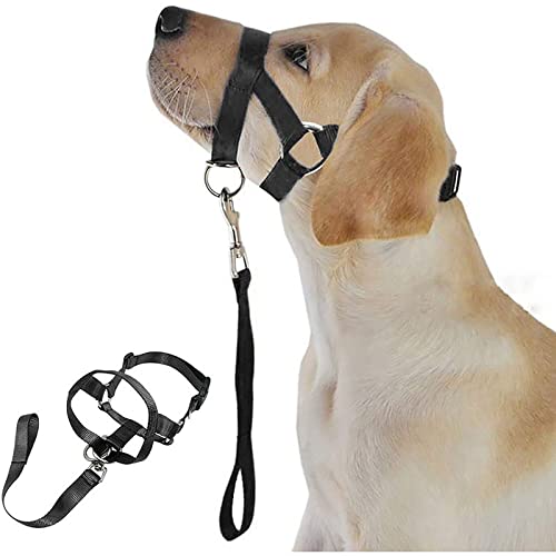 WUDQIJI Ausbildungsgeschirr Hundehalfter Haustier Maulkorb Für Hunde Maulkorb Hunde Trainingsmaulkorb Hund Maulkorb Schwarz Hundemundschutz Training Halter verhindert Bellen Beißen und Kauen (L) von WUDQIJI