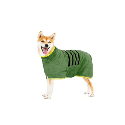 WUFANC Hundebademantel, Bademantel Hund aus Mikrofaser, Extra Saugfähig und Schnelltrocknend, Hunde Bademantel mit Klettverschluss und Verstellbarem Schrumpfband für Große Mittel und Kleine Hunde von WUFANC