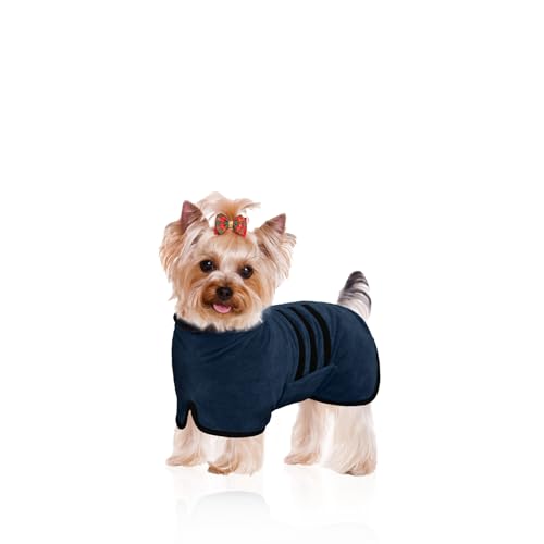 WUFANC Hundebademantel, Bademantel Hund aus Mikrofaser, Extra Saugfähig und Schnelltrocknend, Hunde Bademantel mit Klettverschluss und Verstellbarem Schrumpfband für Große Mittel und Kleine Hunde (S) von WUFANC