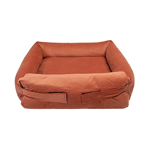 WUFY Hundebett Ausklappbares Sofa für Kleine Mittlere und Grosse Hunde Waschbar Orange Hundekissen Hundekorb Hundematratze Hundematte Größe: 70 x 70 cm von WUFY