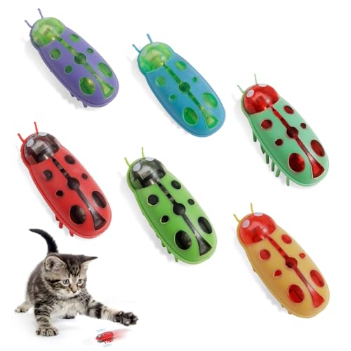 WUIOWPPIC 6 Stück Mini Käfer, Spielzeug Katze Elektrisch Hund Katze Maus Käfer Fluchthindernis automatisches Umdrehen Haustier Lustiges Spielspielzeug für Katzen Kätzchen Training WUIOWPPIC 6 Stück Mini Käfer, Spielzeug Katze Elektrisch Hund Katze Maus Käfer Fluchthindernis automatisches Umdrehen Haustier Lustiges Spielspielzeug für Katzen Kätzchen Training von WUIOWPPIC