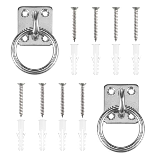 WUISOLQP 2 Stück Anbindering Pferd, Anbindering verzinkt mit Anschraubplatte Ring für Anbindung Pferde Barrenring Krippenring Anbindehaken Mounting Hook for Screwing, Eye Plate Solid Stainless Steel von WUISOLQP