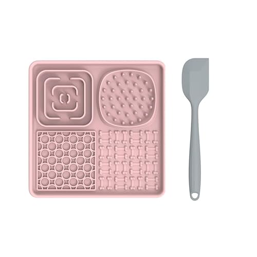 Leckmatte für Hunde, Slow Feeder Leckmatte, Slow Feeding Bowl, Silikon Fütterungsmatte für Welpen Erdnussbutter Joghurt Lick Pad, Haustiere Baden Fellpflege Trainingsmatte (Rosa) von WUMEIJIAJU