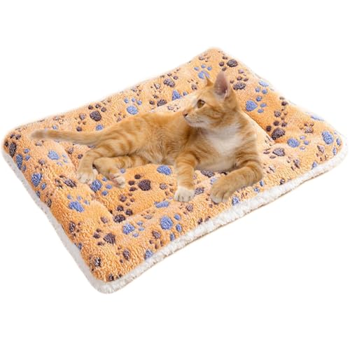 WUMEIJIAJU Katzenbett-Matte, 60 x 45 cm, Hundebett-Matratze, warme Thermo-Haustierunterlage, Welpenmatte, Kissen für den Winter, kleine/mittelgroße Haustiere, Hunde und Katzenkäfig, Gelb von WUMEIJIAJU