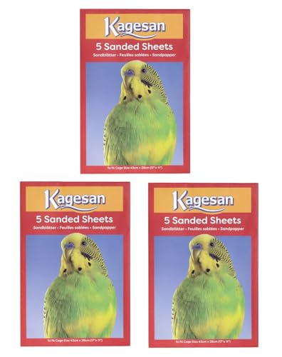 Kagesan Sandpapierbögen für rote Vogelkäfige, 3 x 5 Stück = 15 Blatt, 43 cm x 28 cm, 3 Stück von WUNDAPETS