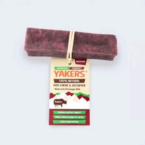 WUNDAPETS Yakers Himalaya-Yakmilch, 100 % natürlich, robust, langanhaltend, aromatisiertes Kauspielzeug (1 Stück) (mittel, Cranberry) von WUNDAPETS