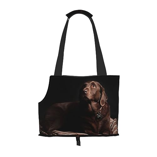 Braune Reisetasche mit Tasche für kleine Hunde und Katzen, Motiv: Labrador, tolles Druckdesign von WURTON
