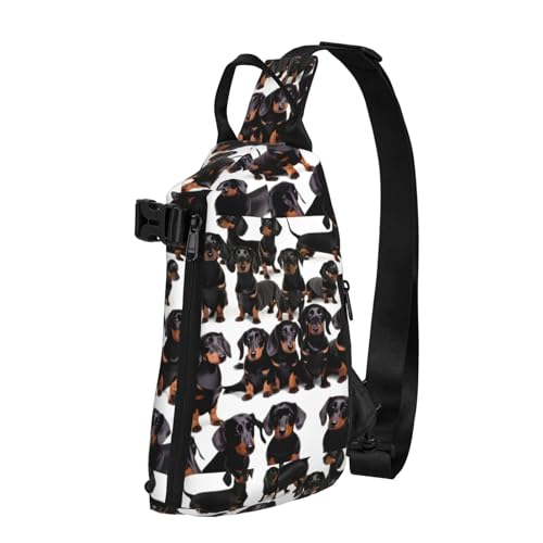 Dackel-Rucksack mit Hunde-Aufdruck, diagonal, für Reisen, Wandern, Cross-Tasche, Radtasche Dackel-Rucksack mit Hunde-Aufdruck, diagonal, für Reisen, Wandern, Cross-Tasche, Radtasche von WURTON
