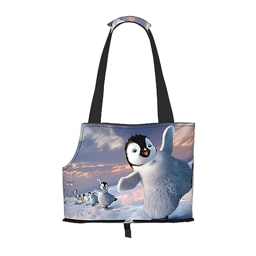 Happy Penguin Haustier-Reisetasche mit Tasche, Sicherheit für kleine Hunde und Katzen – atemberaubendes Druckdesign von WURTON