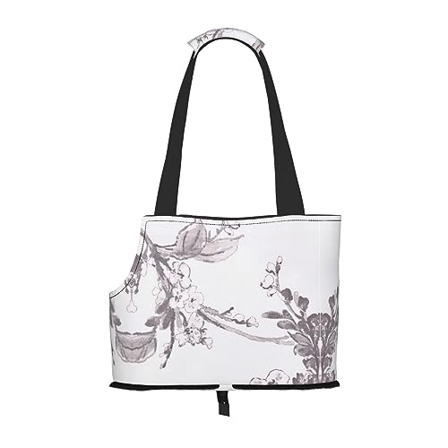 Haustier-Reisetasche mit Tasche, für kleine Hunde und Katzen, Blumenmuster, Graphit von WURTON