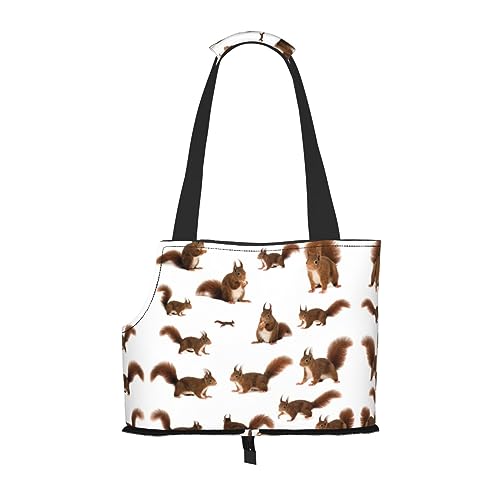 Haustier-Reisetasche mit niedlichem Eichhörnchen-Motiv, Sicherheit für kleine Hunde und Katzen – atemberaubendes Druckdesign von WURTON