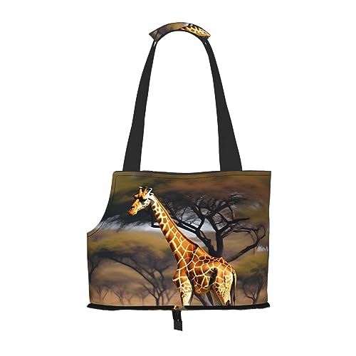 Haustier-Tragetasche mit Tasche, Sicherheit, Afrika-Giraffe, majestätischer Baum, Haustiertragetasche für kleine Hunde und Katzen, Haustierreisen/Spaziergänge von WURTON