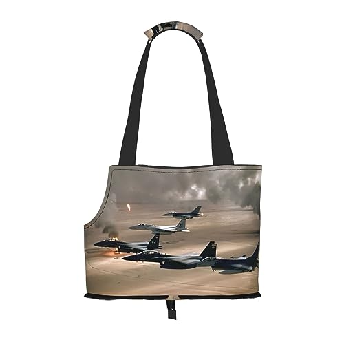 Kriegsflugzeug-Reisetasche mit Tasche, Sicherheit für kleine Hunde und Katzen – atemberaubendes Druckdesign von WURTON