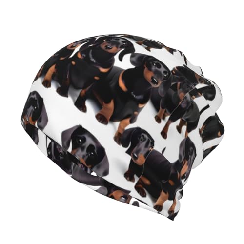 Mütze mit Dackel-Motiv und Weiner-Motiv, Baggy-Mütze, multifunktional, Chemo-Totenkopfmütze, Kopfbedeckung, Turban Mütze mit Dackel-Motiv und Weiner-Motiv, Baggy-Mütze, multifunktional, Chemo-Totenkopfmütze, Kopfbedeckung, Turban von WURTON