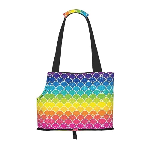 Rainbow Fish Haustier-Reisetasche mit Tasche, Sicherheit für kleine Hunde und Katzen – atemberaubendes Druckdesign von WURTON