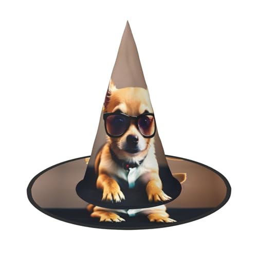 WURTON Chihuahua Hund Brille 1 Druck Halloween Hut Einzigartiger Hexenhut für Partys Cosplay - Halloween Dekor Partys WURTON Chihuahua Hund Brille 1 Druck Halloween Hut Einzigartiger Hexenhut für Partys Cosplay - Halloween Dekor Partys von WURTON