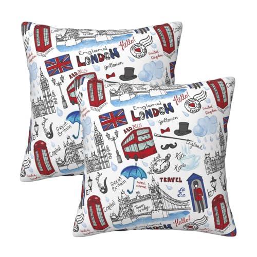 WURTON Dekorativer Kissenbezug mit London-Druck, weich, 30,5 x 30,5 cm WURTON Dekorativer Kissenbezug mit London-Druck, weich, 30,5 x 30,5 cm von WURTON