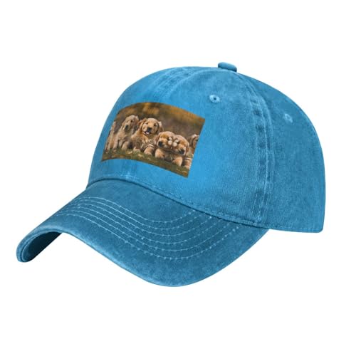 WURTON Golden Retriever Baseballkappe mit Hundemotiv, Unisex, personalisierbar, für den Außenbereich, Trucker-Baseballmütze, Blau, Einheitsgröße WURTON Golden Retriever Baseballkappe mit Hundemotiv, Unisex, personalisierbar, für den Außenbereich, Trucker-Baseballmütze, Blau, Einheitsgröße von WURTON