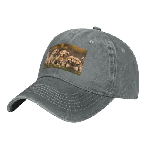 WURTON Golden Retriever Baseballkappe mit Hundemotiv, Unisex, personalisierbar, für den Außenbereich, Trucker-Baseballmütze, Grau, Einheitsgröße von WURTON