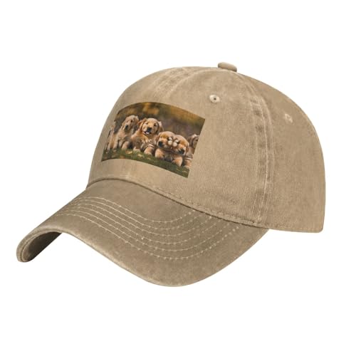 WURTON Golden Retriever Baseballkappe mit Hundemotiv, Unisex, personalisierbar, für den Außenbereich, Trucker-Baseballmütze, Natürlich, Einheitsgröße von WURTON