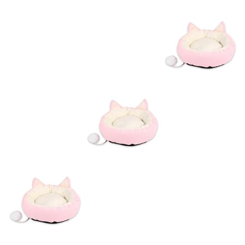 WUUISDNX 3 Satz von Beruhigende Betten für Haustiere, pflegeleicht und bequem, weiches Stoff und Baumwollschlafbett für Haustiere, runde Filzkatze, abnehmbar, Rosa, M, Rosa M, 3Satz WUUISDNX 3 Satz von Beruhigende Betten für Haustiere, pflegeleicht und bequem, weiches Stoff und Baumwollschlafbett für Haustiere, runde Filzkatze, abnehmbar, Rosa, M, Rosa M, 3Satz von WUUISDNX