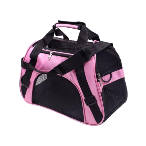 WUUISDNX Atmungsaktive und Bequeme Hundehandtasche, großes Fassungsvermögen, leicht zu reinigen, tragbare Haustiertrage, geeignet für den täglichen Gebrauch, Polyester, Rosa, M von WUUISDNX