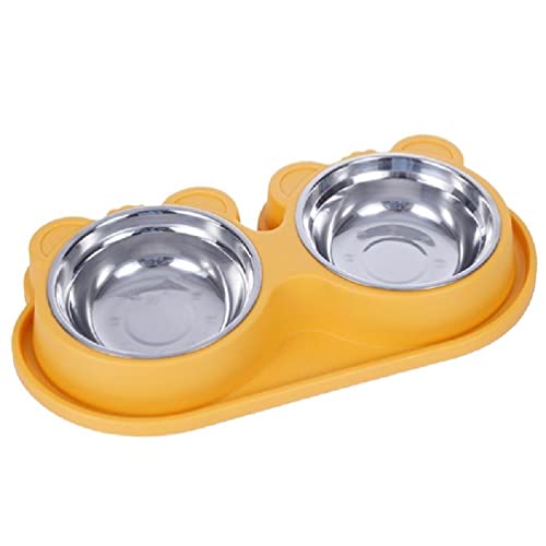 Elegant Für Katzennapf Futternapf Set Leckerli Wasserspender Edelstahl 2-in-1-Futterwassernäpfe Anti Split Doppelnapf Futterspender Für Katzen Kleine Und Große Hunde von WUURAA