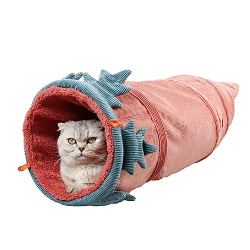 Großer faltbarer Katzentunnel, Katzenspielzeug für Spieltunnel, strapazierfähiges Gewebe, warmes Kordsamt, Versteck für kleine Cord-Flanell-Katzentunnel von WUURAA